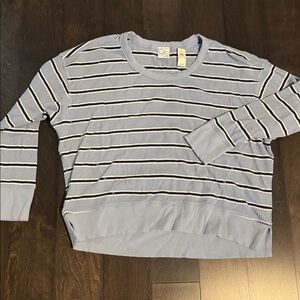 Offline by Aerie Blue Striped Waffle Top